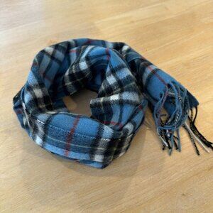 Clans Of Scotland Scarf Blue Black Plaid 100% Lambs Wool Soft Preppy Fringe 57”